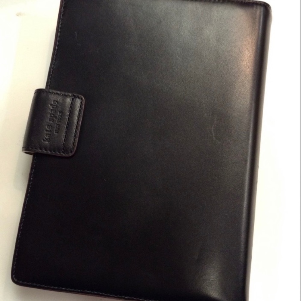 Kate Spade Planner Organizer Black Leather Snap